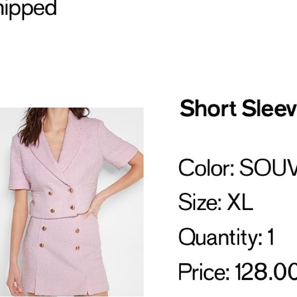 Short Sleeve Cropped Tweed Jacket
Color: SOUVENIR PINK
Size: XL…. It's really ❤️ - Picture 1 of 5